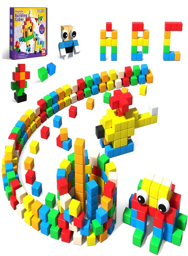 Annexfun 56PCS Magnetic Blocks for Toddlers,Magnetic Building Blocks Cubes,Montessori Preschool STEM Sensory Toys for Kids Ages 3+ Boys & Girls Birthday (1IN) - Image 1